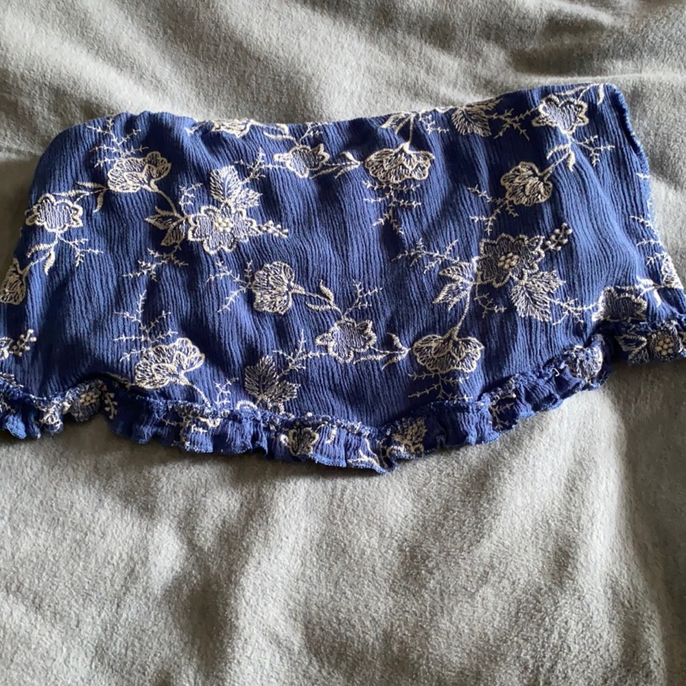 Floral bandeau strapless top